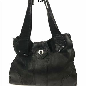 PERLINA Purse Black Genuine Leather Large Tote